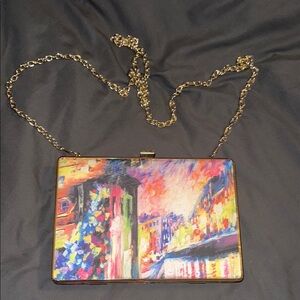 Sondra Roberts Colorful Artistic Abstract Women's Clutch Gold Chain Strap